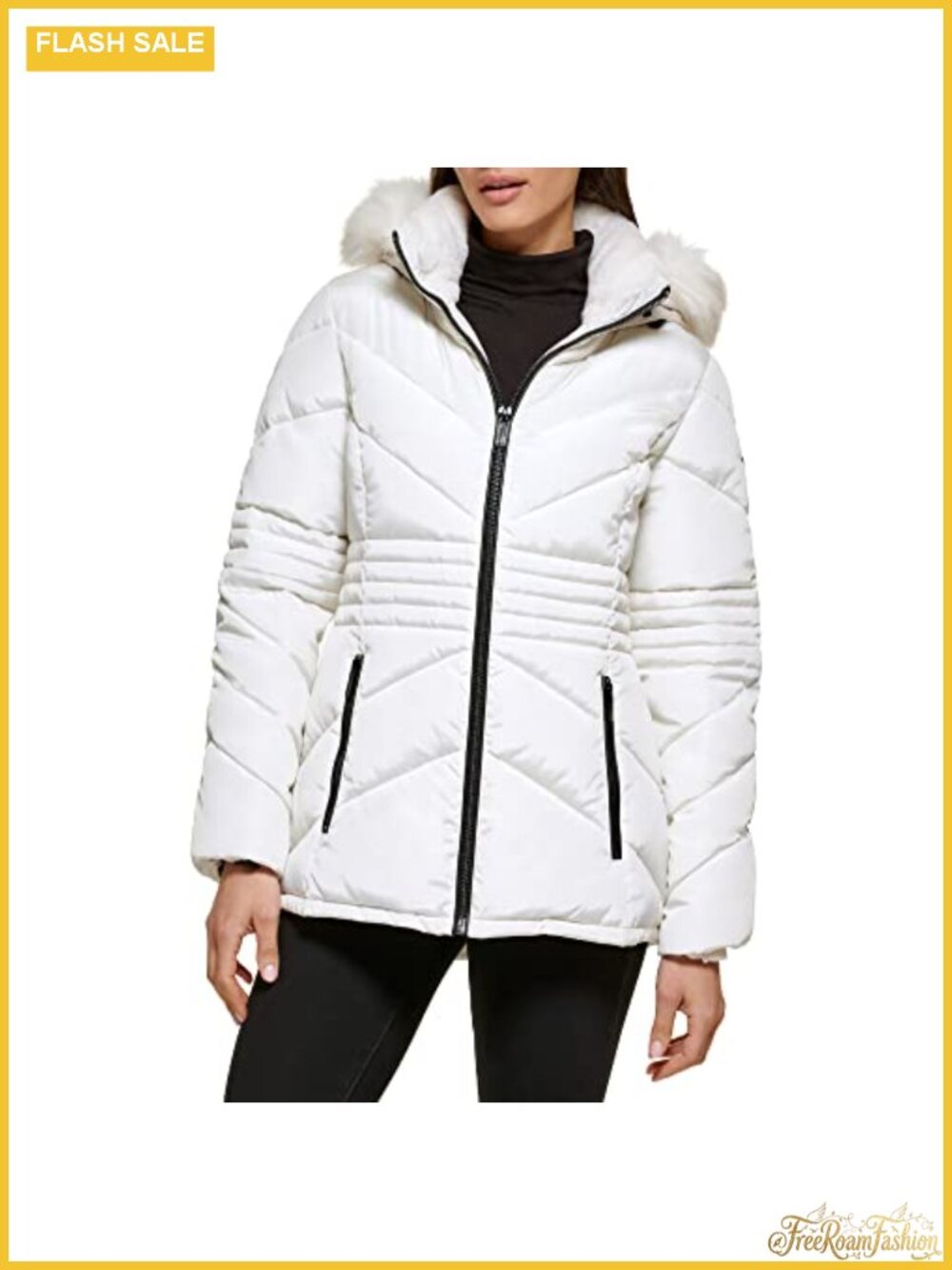 Quilted Hooded Puffer Jacket Long Sleeve Warm Winter Coat